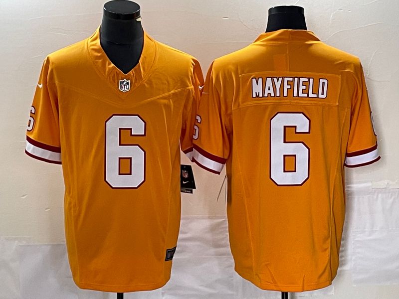 Men Tampa Bay Buccaneers #6 Mayfield Yellow Nike Throwback Vapor Limited NFL Jersey->tampa bay buccaneers->NFL Jersey